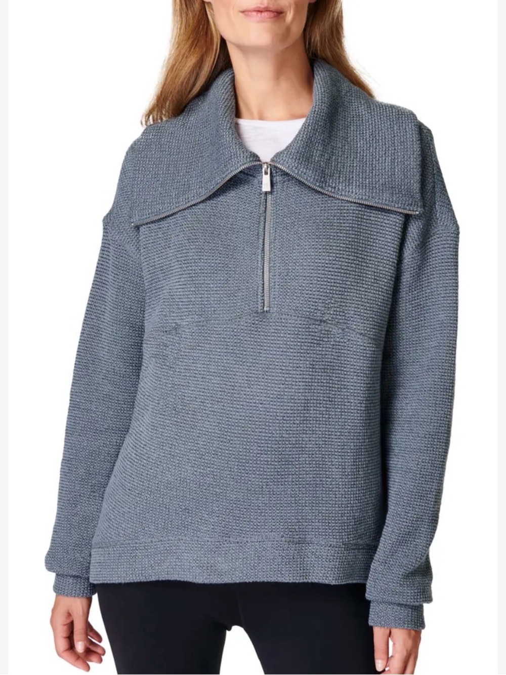 Sweaty Betty Restful Bouclé Half Zip Pullover Blue